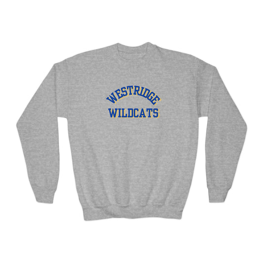 Kids Unisex Crewneck Sweatshirt (Blue/Yellow Curved Print)