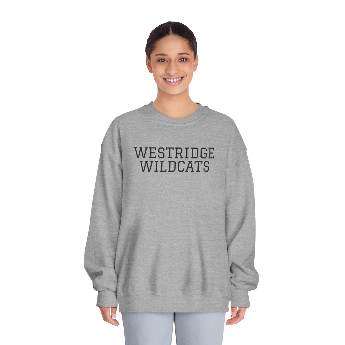 Adult Unisex DryBlend Crewneck Sweatshirt Westridge Wildcat (Black Logo)