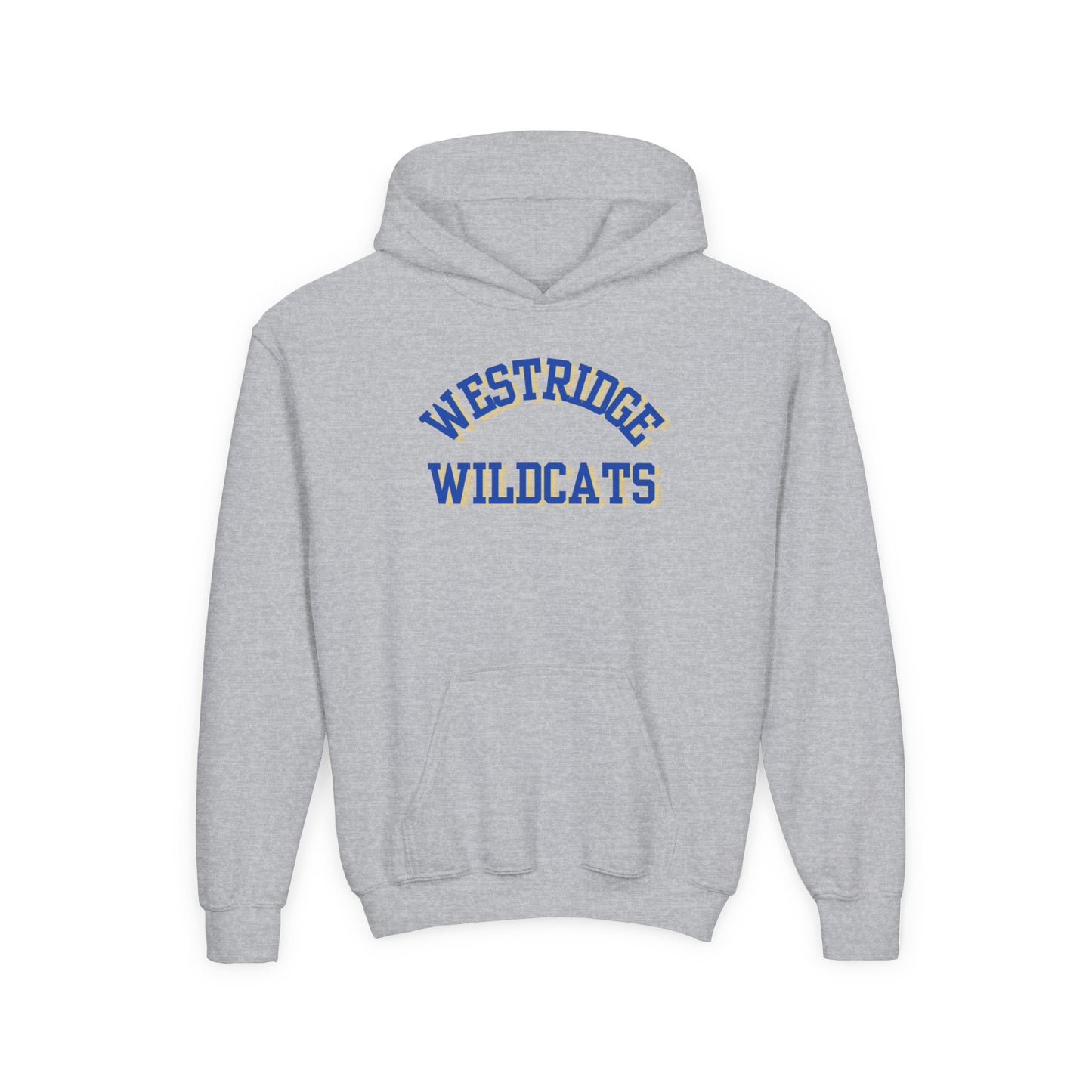 Kids Unisex Hoodie Westridge Wildcat (Blue/Yellow Curved Logo)