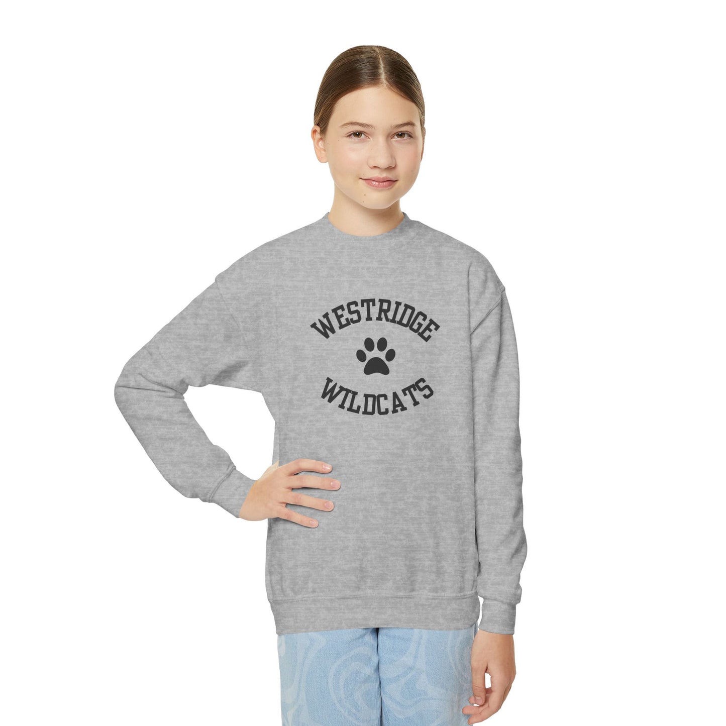 Kids Unisex Crewneck Sweatshirt Westridge Wildcat Paw