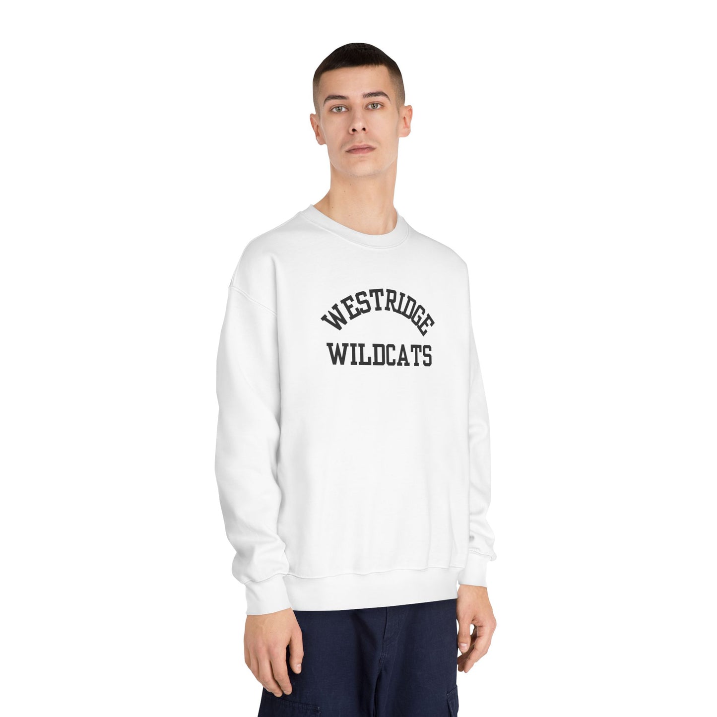 Westridge Wildcat Unisex Adult DryBlend Crewneck Sweatshirt (Black Curved Logo)