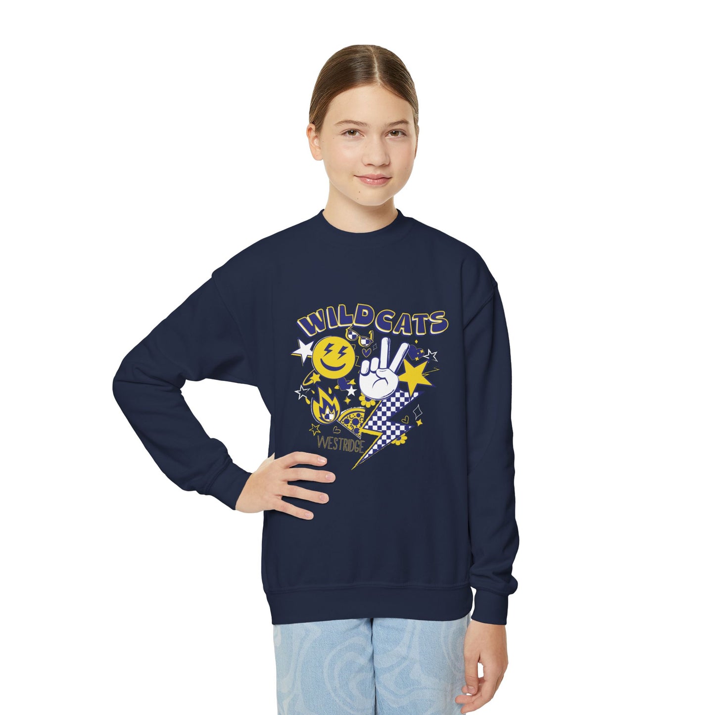 Youth Crewneck Sweatshirt Emoji Design