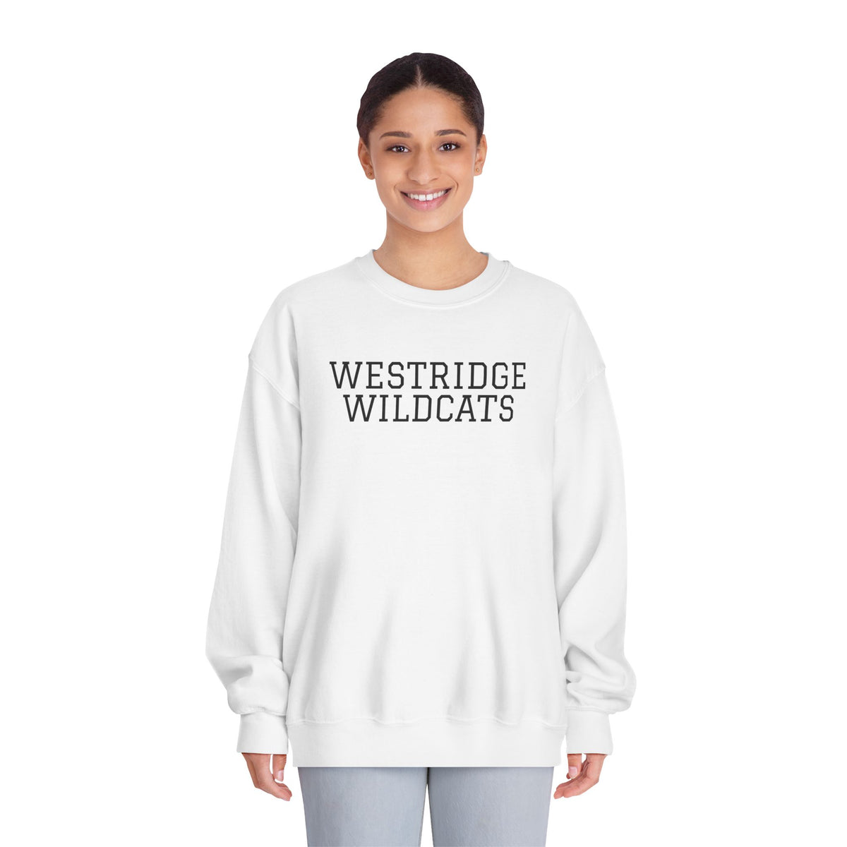 Adult Unisex DryBlend Crewneck Sweatshirt Westridge Wildcat (Black Logo)