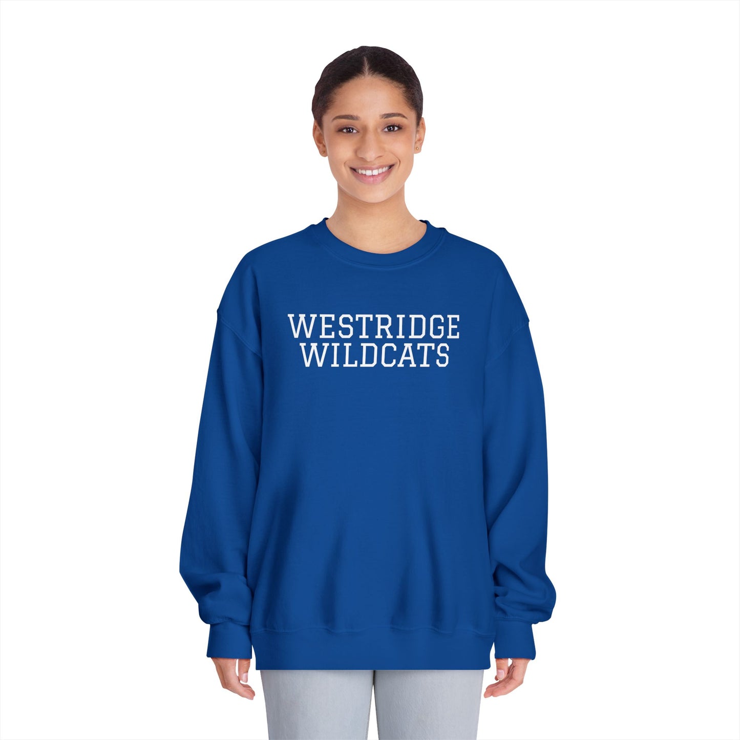 Adult Unisex DryBlend Crewneck Sweatshirt Westridge Wildcat (White Logo)