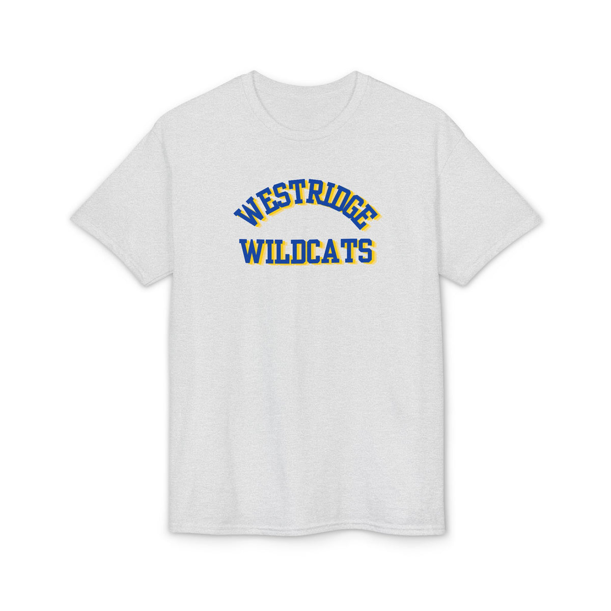 Adult Unisex DryBlend T-Shirt Westridge Wildcat (Blue/Yellow Curved Logo)