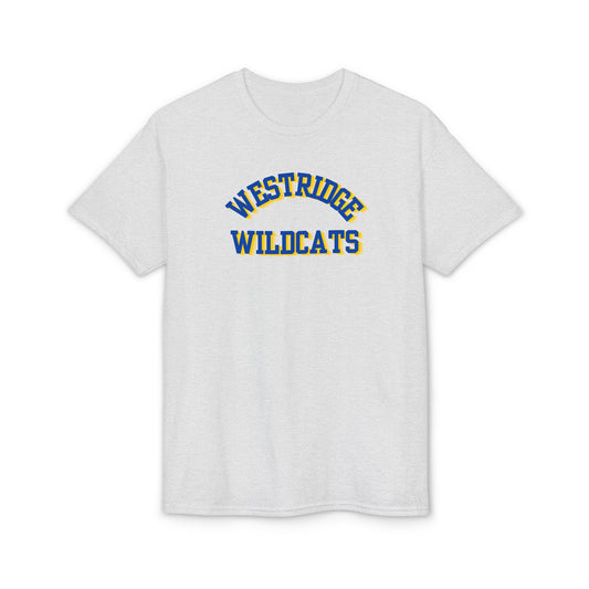Adult Unisex DryBlend T-Shirt Westridge Wildcat (Blue/Yellow Curved Logo)