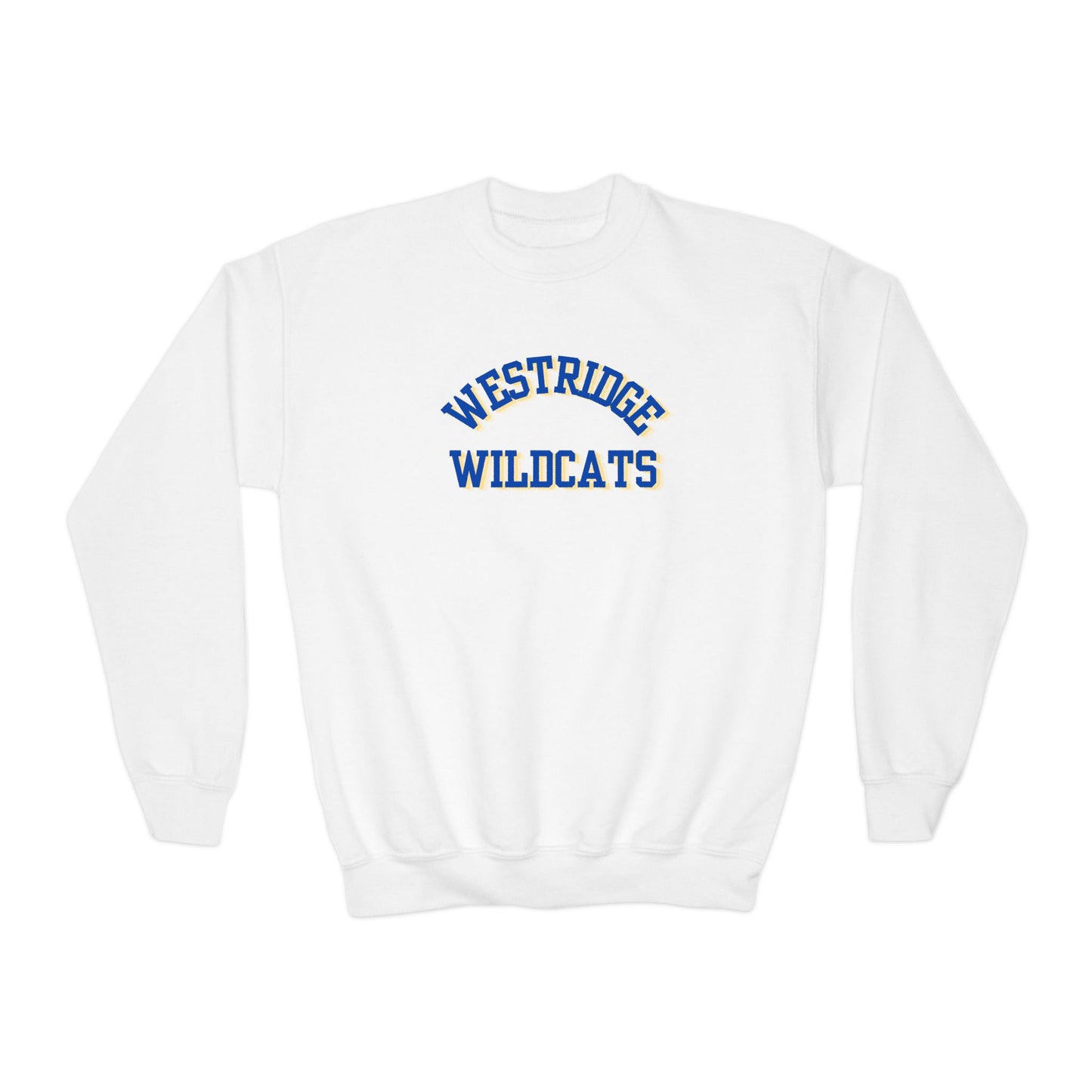 Kids Unisex Crewneck Sweatshirt (Blue/Yellow Curved Print)