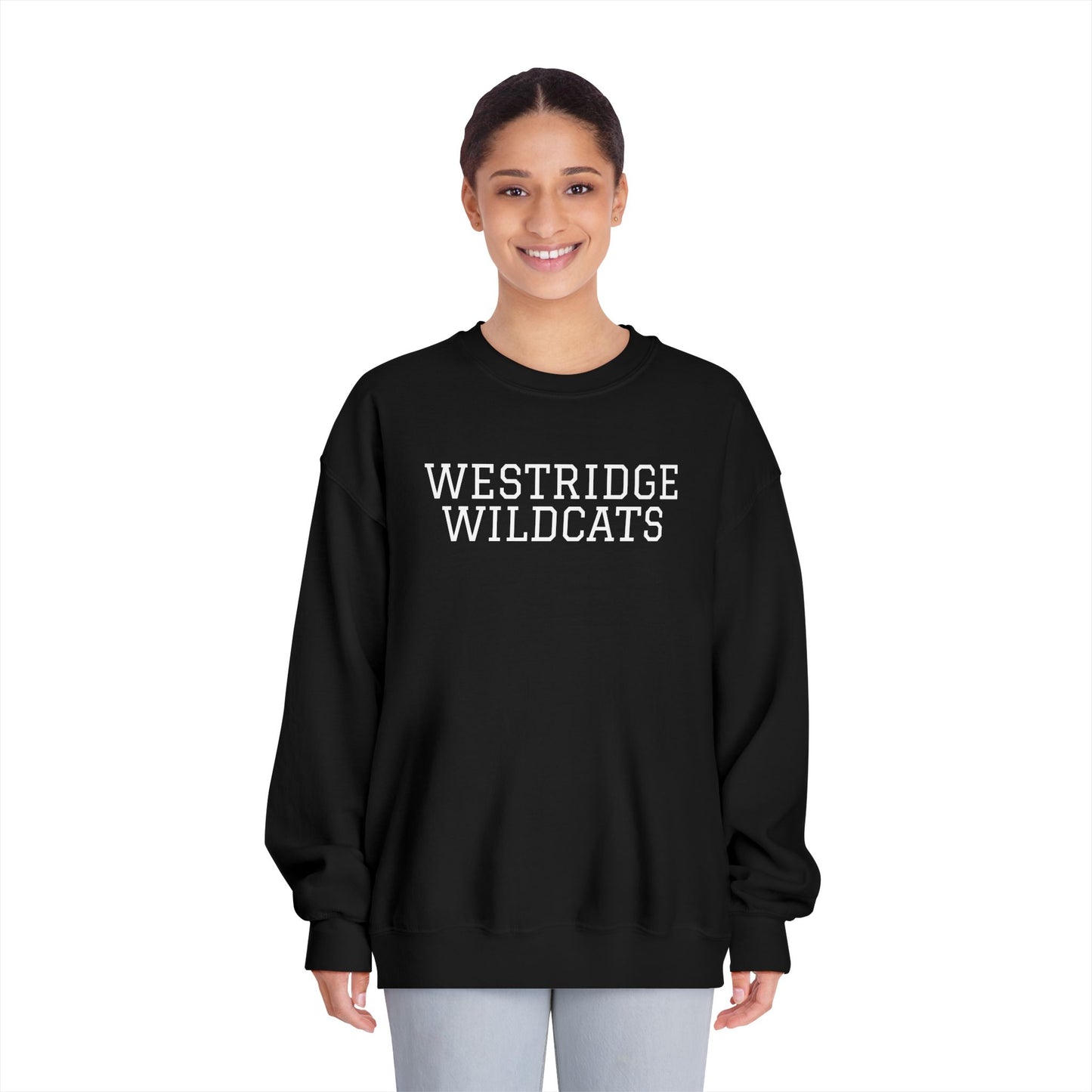 Adult Unisex DryBlend Crewneck Sweatshirt Westridge Wildcat (White Logo)