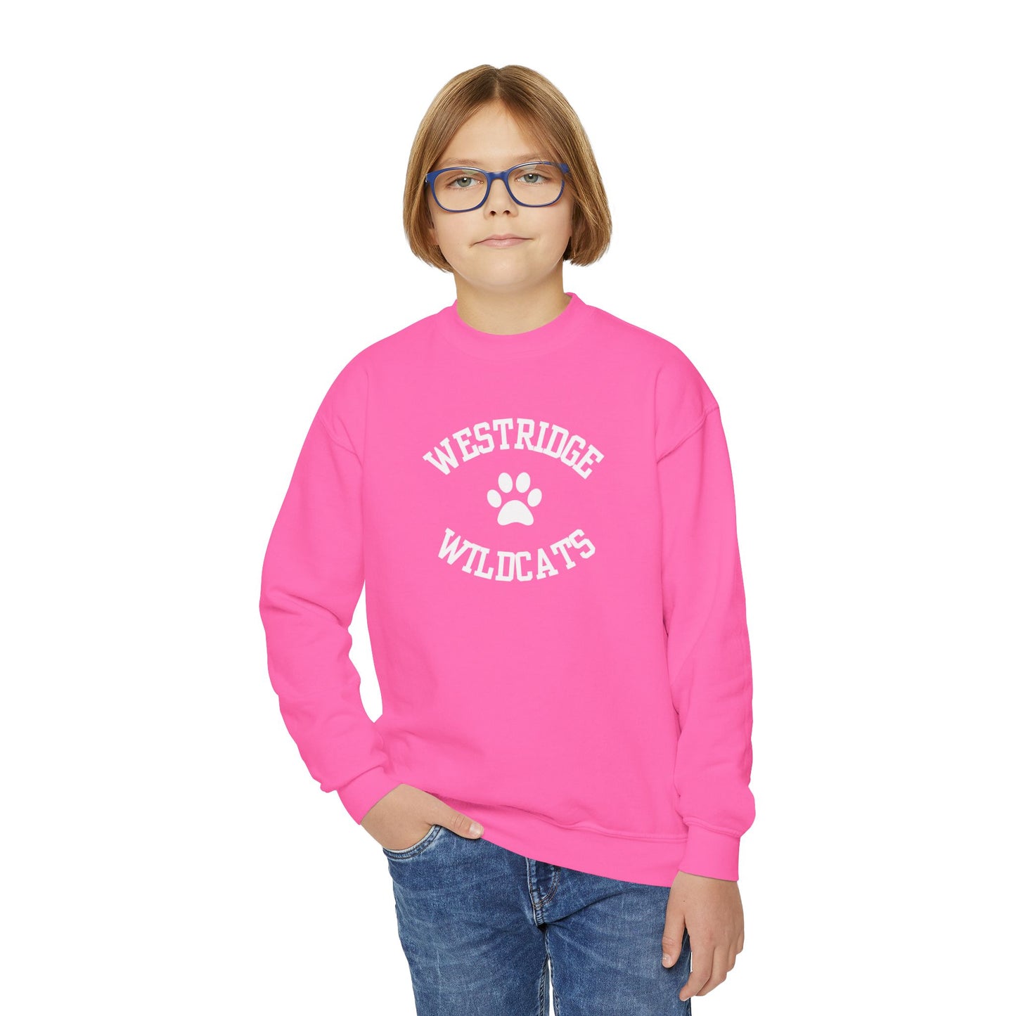 Kids Unisex Crewneck Sweatshirt Westridge Wildcat Paw