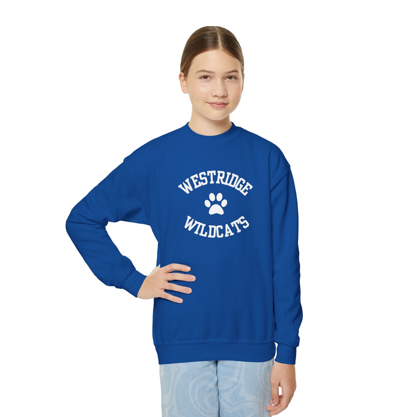 Kids Unisex Crewneck Sweatshirt Westridge Wildcat Paw
