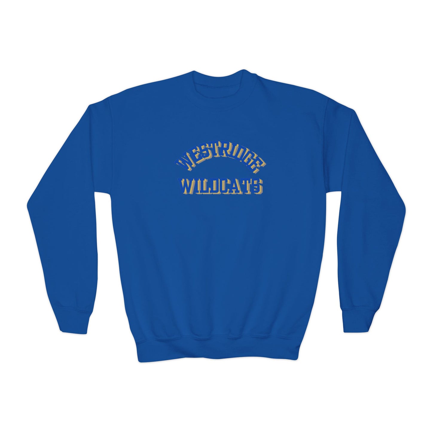 Kids Unisex Crewneck Sweatshirt (Blue/Yellow Curved Print)