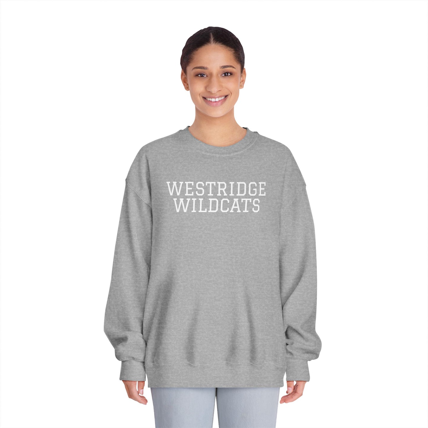 Adult Unisex DryBlend Crewneck Sweatshirt Westridge Wildcat (White Logo)