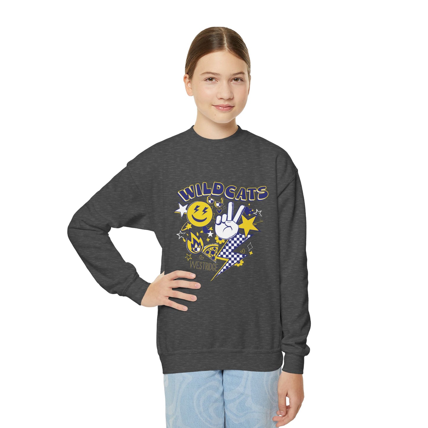 Youth Crewneck Sweatshirt Emoji Design