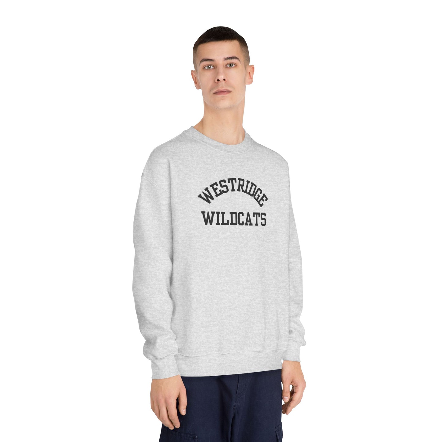 Westridge Wildcat Unisex Adult DryBlend Crewneck Sweatshirt (Black Curved Logo)
