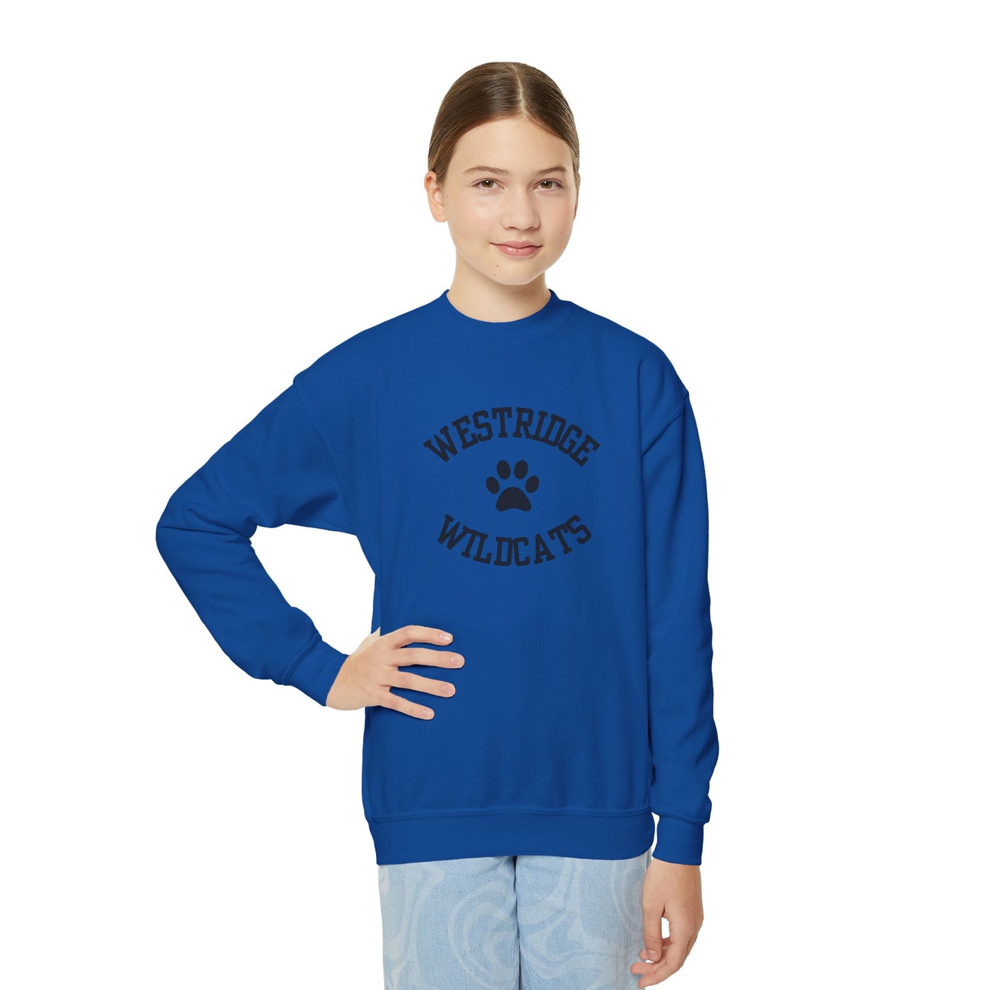 Kids Unisex Crewneck Sweatshirt Westridge Wildcat Paw