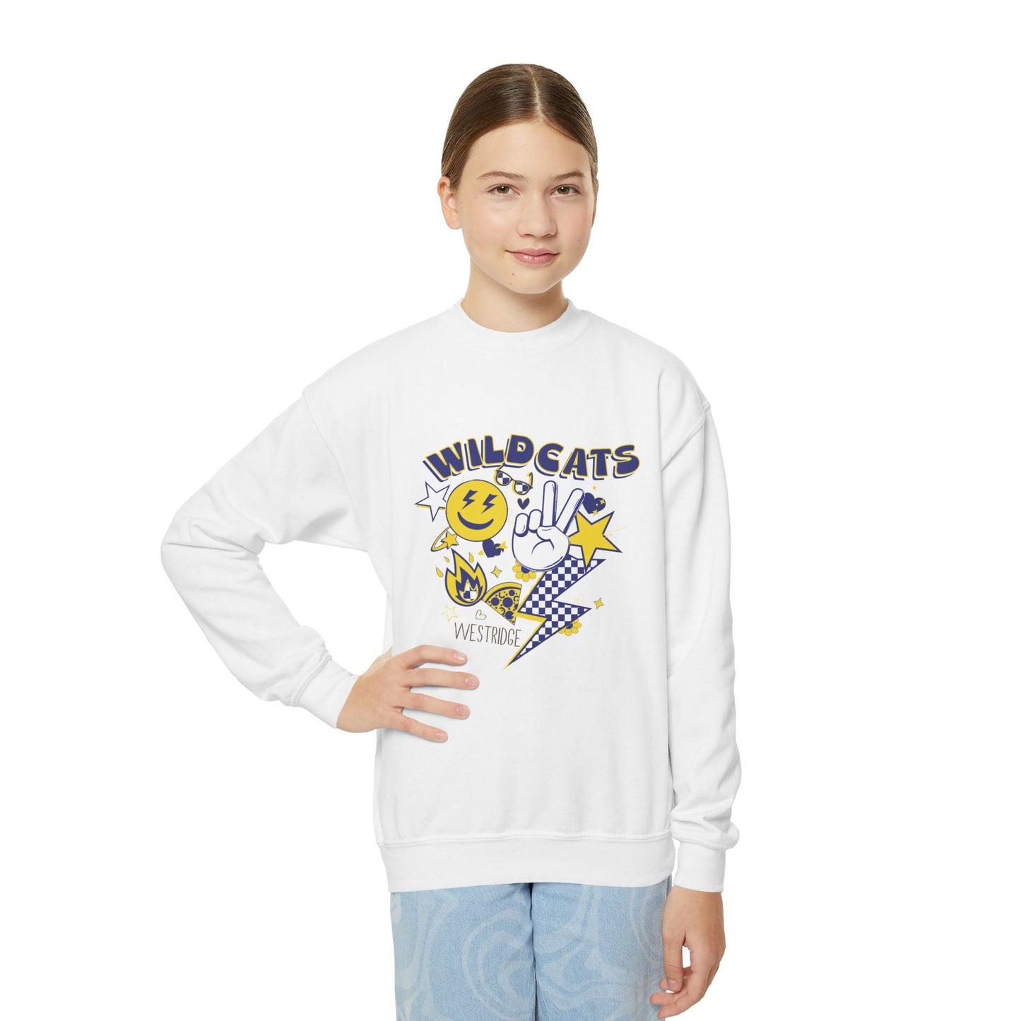 Youth Crewneck Sweatshirt Emoji Design