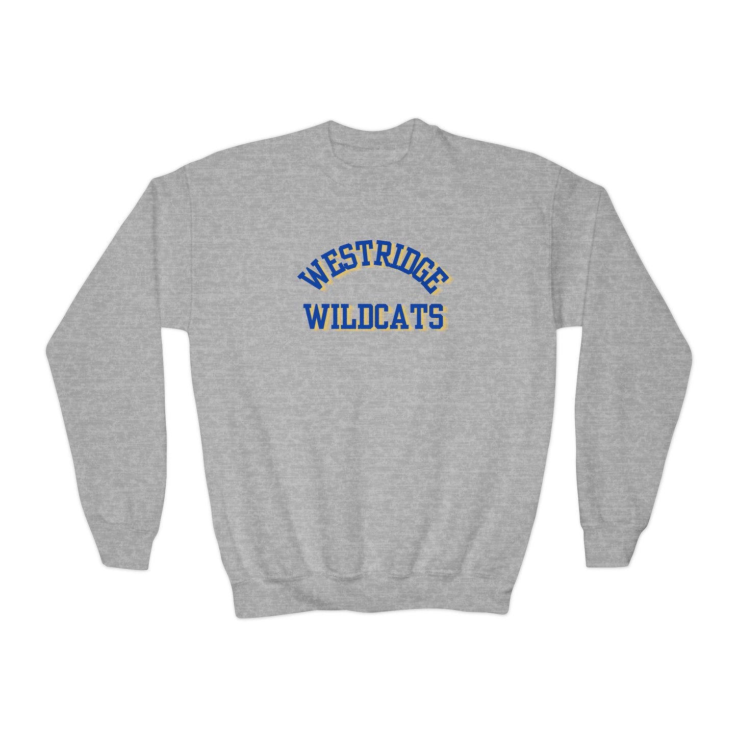 Kids Unisex Crewneck Sweatshirt (Blue/Yellow Curved Print)