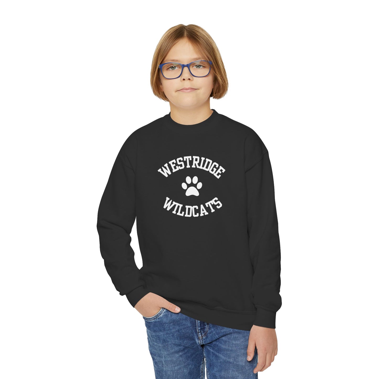 Kids Unisex Crewneck Sweatshirt Westridge Wildcat Paw