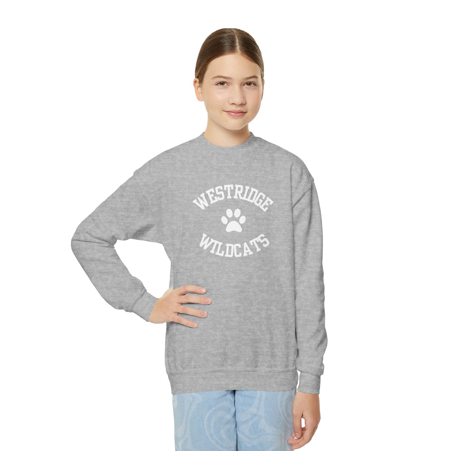 Kids Unisex Crewneck Sweatshirt Westridge Wildcat Paw