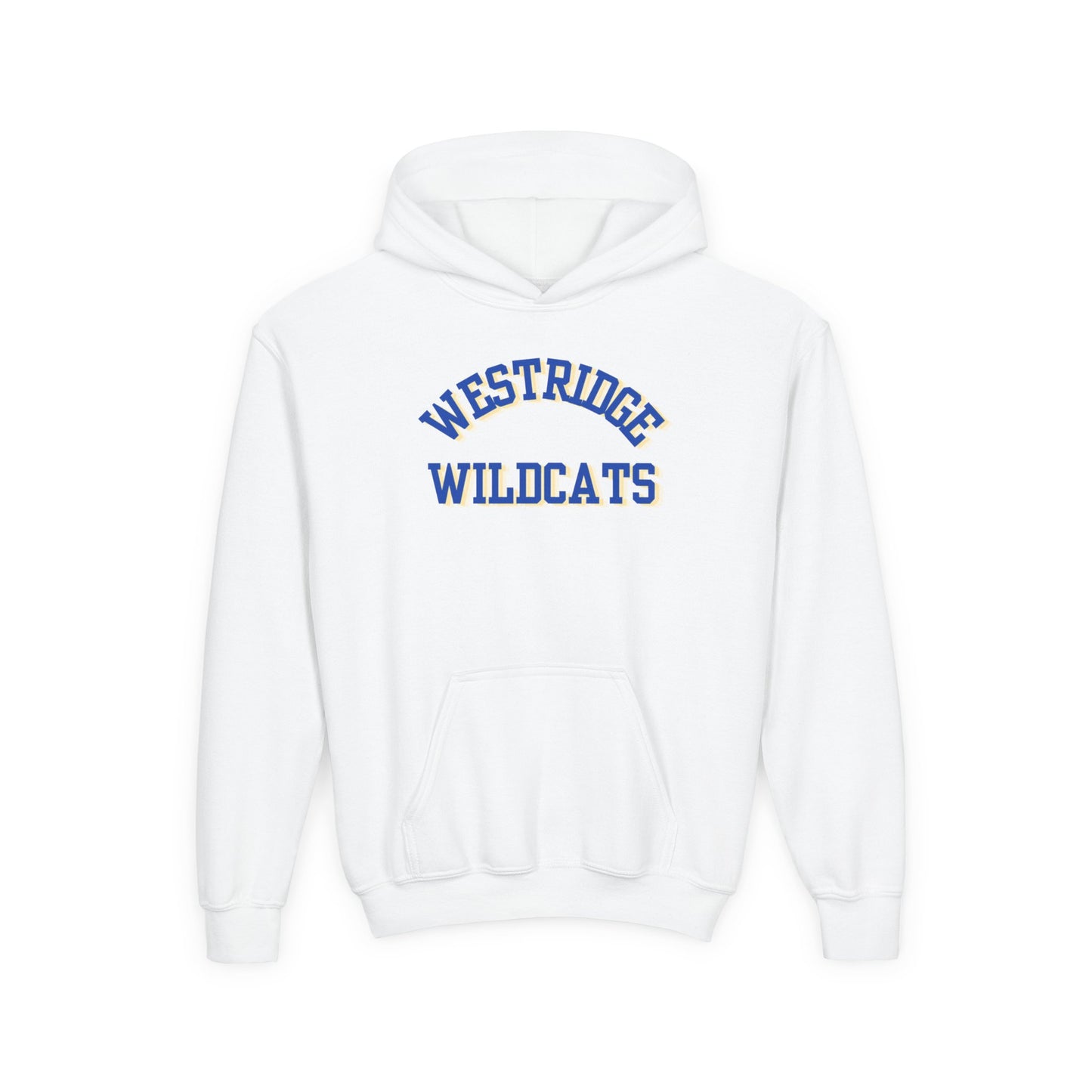 Kids Unisex Hoodie Westridge Wildcat (Blue/Yellow Curved Logo)