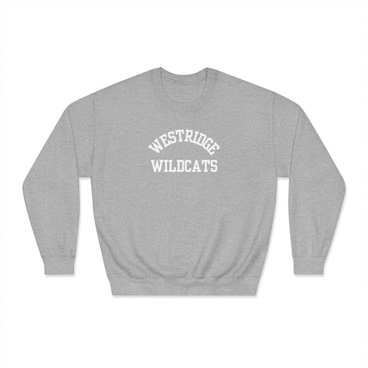 Adult Unisex DryBlend Crewneck Sweatshirt Westridge Wildcat (White Curved Logo)