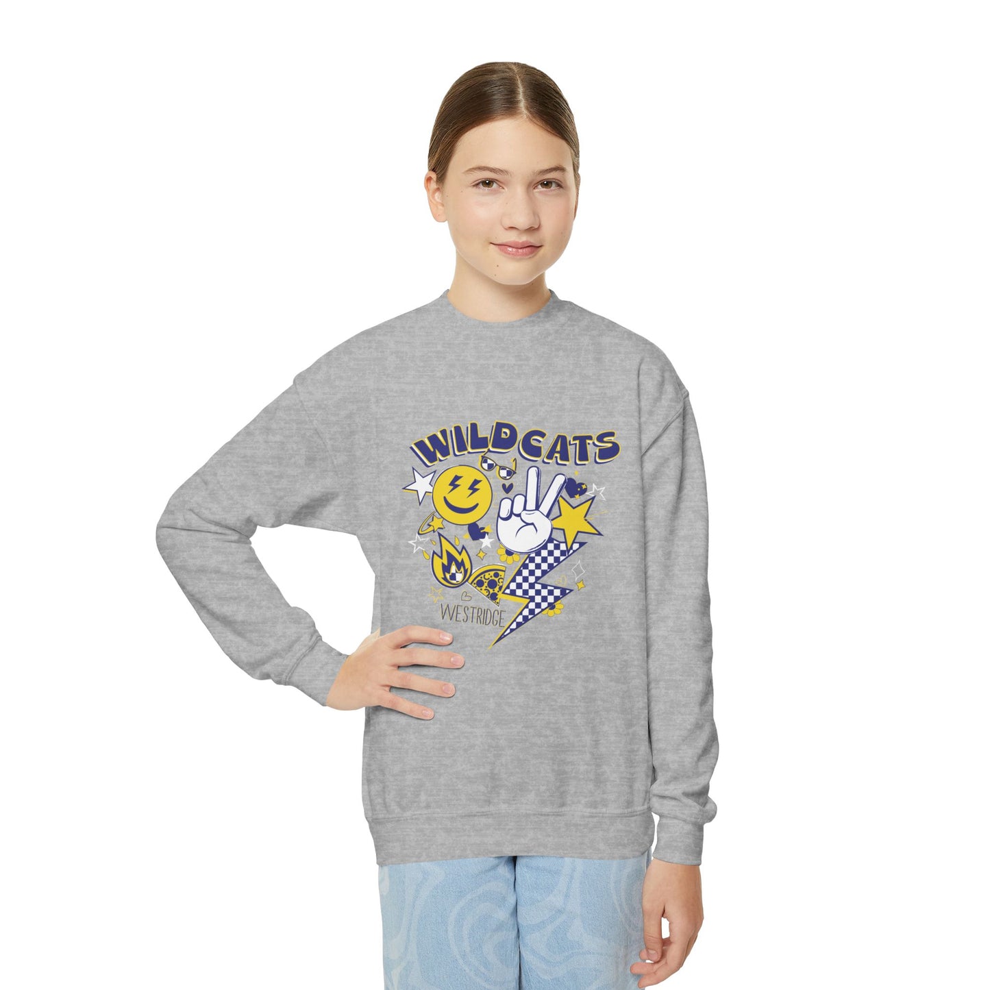 Youth Crewneck Sweatshirt Emoji Design