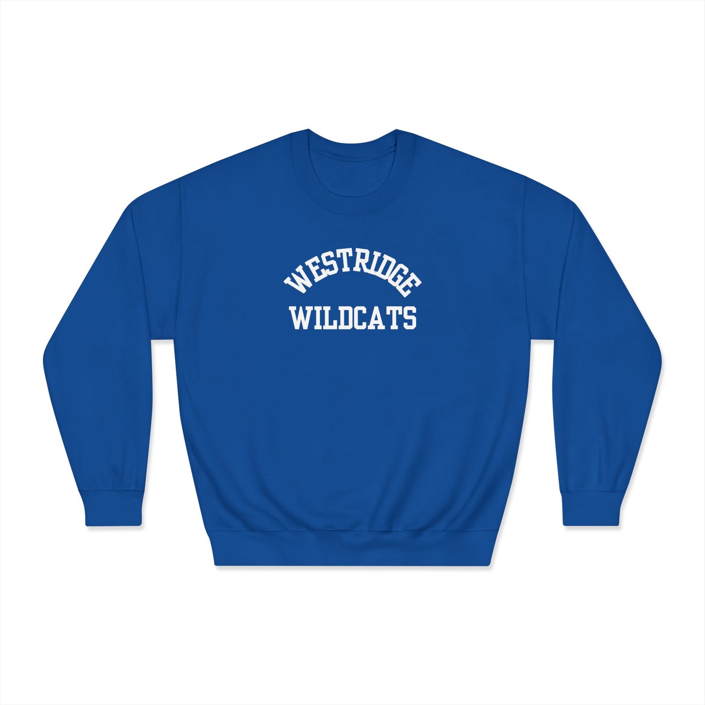 Adult Unisex DryBlend Crewneck Sweatshirt Westridge Wildcat (White Curved Logo)