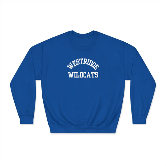 Adult Unisex DryBlend Crewneck Sweatshirt Westridge Wildcat (White Curved Logo)
