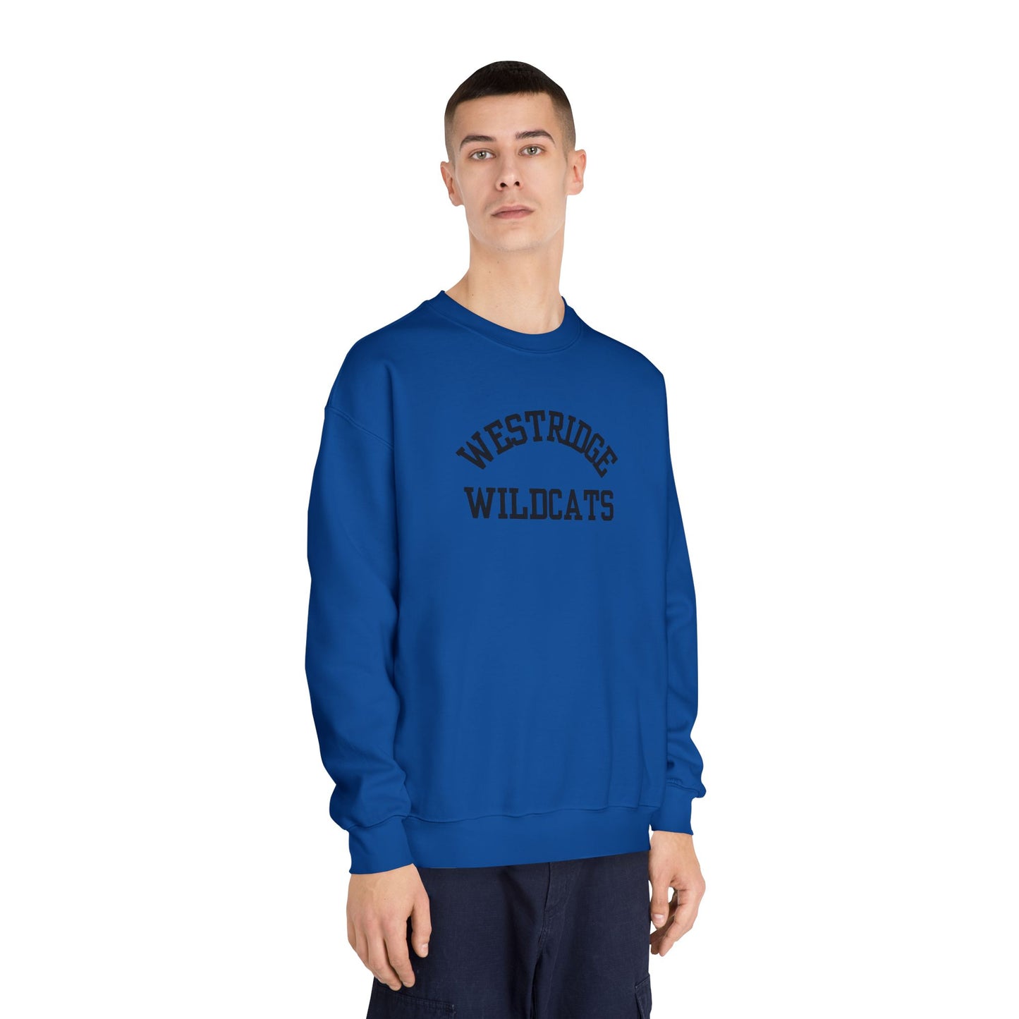 Westridge Wildcat Unisex Adult DryBlend Crewneck Sweatshirt (Black Curved Logo)